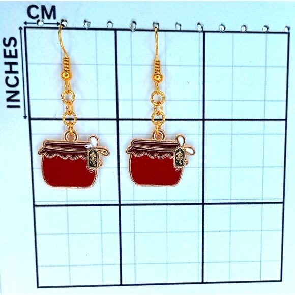 Holiday treat jar dangle earrings — lightweight Christmas winter jewelry - Picture 3 of 4